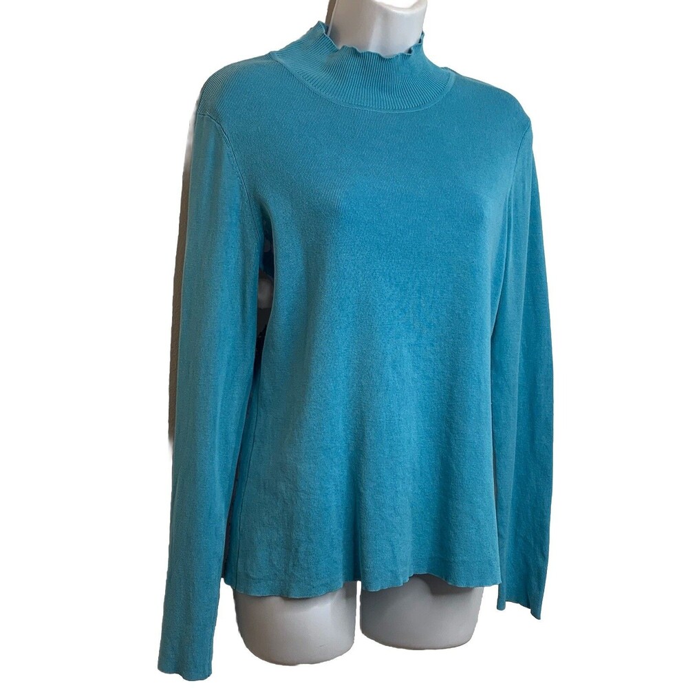 Women's Sky Blue Chico's Silk Turtle Neck 0 S (11)